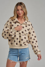 Oatmeal Coffee Polka Dot Half Zip Pullover