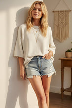 Off White Short Sleeve Relaxed Sweater Top