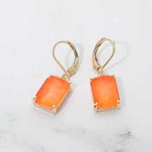 Aqua Rectangular Glass Stone Drop Dangle Earrings