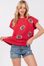 Red Game Day Football Patch Sweater