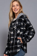 Black Ivory Long Sleeve Plaid Button Down with Hoodie Fleece Jacket