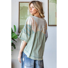 Sage Washed Printed Half Placket Henley Neck Oli+Hali Shirt