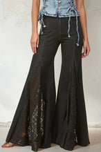 Black Denim Lace Wide Leg Jeans