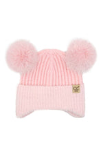 C.C Kids Fur Earflap Pom Pom Beanie Winter Hat: Black