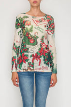 Christmas Sparkly Long Sleeve Sheer Mesh Top