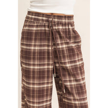Brown Plaid Wide-Leg Pants