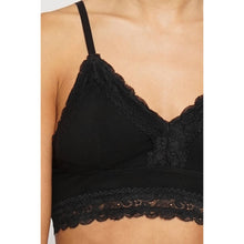 Black Lace Trim Knit Bralette