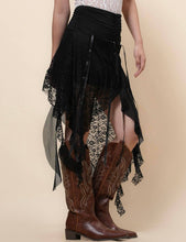 Black Floral Lace Inregular Hem Skirt