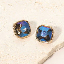 Saphire Square Cut Gem Evening Stud Earrings