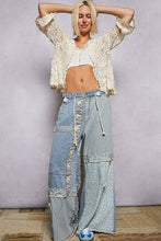 Denim Multi Lace-overlay waistband detail contrast denim woven POL pants