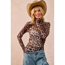 Leopard Mesh Long Sleeve Top