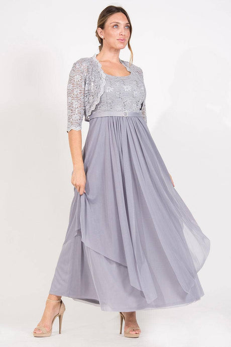 Silver Long Mother Of Bride Formal Dress