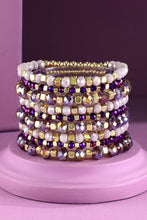 Bronze 9 Set Colorful Stackable Beaded Stretch Bracelet
