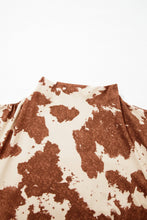 Brown Western Cow Mock Neck Long Sleeve Top