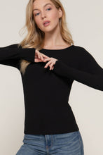 Black Long Sleeve Round Neck Double Layer Tee