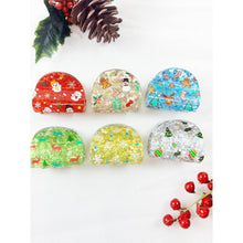 Christmas Prints on Glitter Mini Hair Claw Clip: MIX COLOR / ONE(12)
