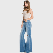 Medium Distressed Super High Rise 70's  Flare Jeans