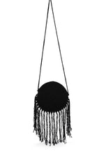 Dream Catcher Handmade Crochet Boho Round Bag: Black