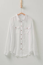 White Classic Tencel Utility Casual Button Down Chambray Urban Daizy Shirt