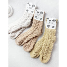 Neutral Tone Solid Cable Pattern Cozy Socks: MIX COLOR / ONE(12)