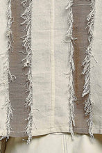 Natural Raw Edge Contrast Panels Textured Woven Boxy POL Top
