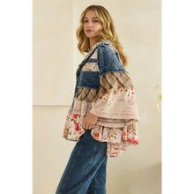 Denim Floral Ruffle Hooded Lace Flannel Oli+Hali Jacket