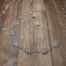 Black Boho Vintage Western Turquoise Stone Concho Chain Belt