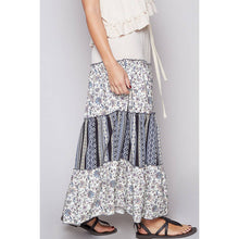 Natural Multi Adjustable waistband floral print POL skirt