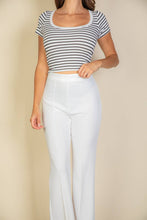 High Waist Stretch Crepe Flare Pants: Black / S