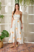 Cream Multi Watercolor Floral Spaghetti Strap Midi Dress