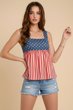 Red Patriotic American Flag Babydoll Tank Top