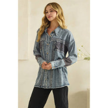 Washed Blue Zip FronT Button Down Oli+Hali Shirt