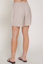 Latte Beige Waistband with String Eyelet Hem Woven Shorts