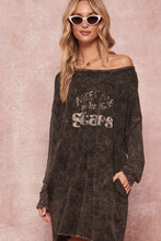 Charcoal Under the Stars Long-Sleeve Graphic T-Shirt Mini Dress