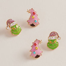 Red Christmas Grinch Green Monster Stud Earring Set
