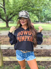 Black Howdy Pumpkin Split Neck Graphic Tee