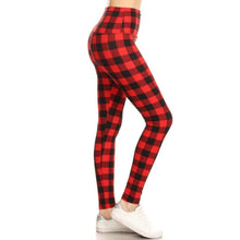 5" Yoga Band Buttery Soft High Waist Print Leggings: Red Multi