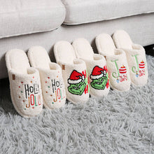 HO HO HO Holiday Grinch Soft Home Indoor Floor Slippers