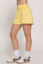 Yellow Contrast Folded Waistband Sweat Shorts
