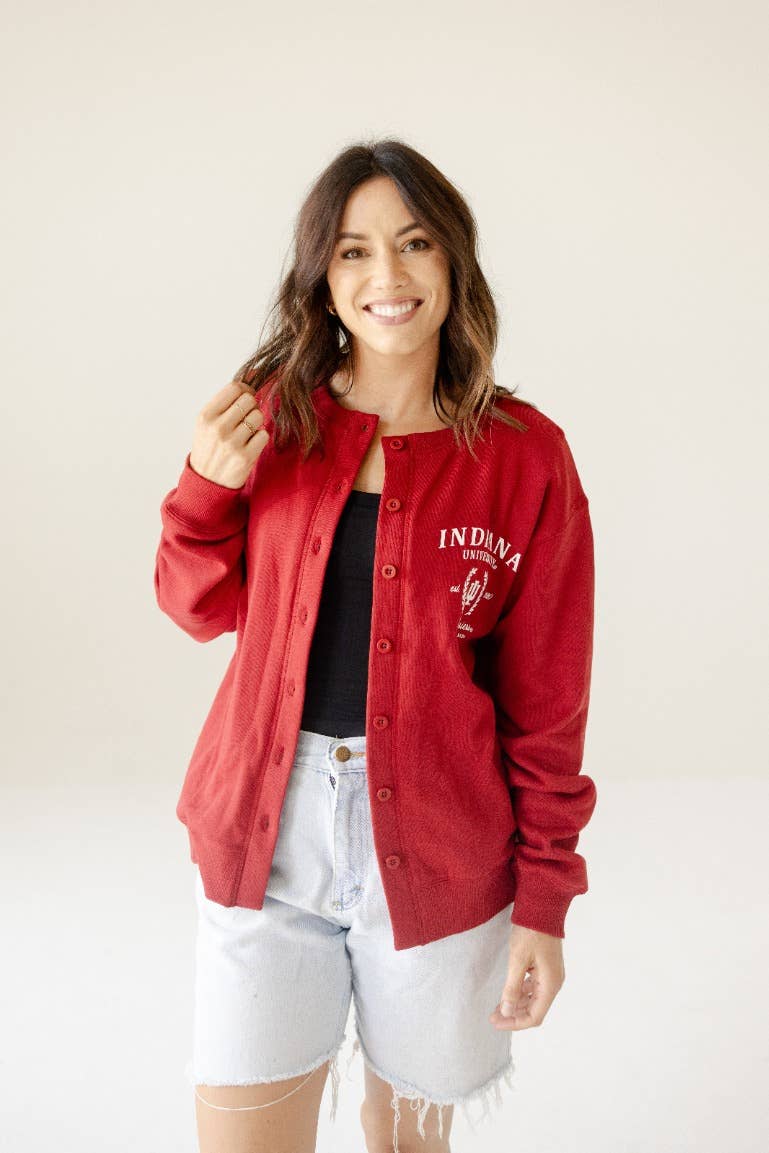 Crimson Indiana Collegiate Fleece Cardigan