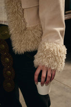 Beige Faux Fur Trimmed Suede Jacket