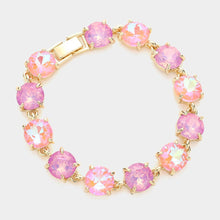 Red American USA Round Stone Link Evening Bracelet