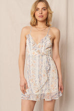 White Blue Coral Sleeveless Mini Ruffle Dress