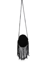 Dream Catcher Handmade Crochet Boho Round Bag: Black