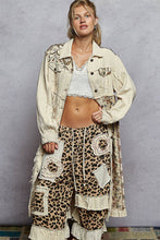 Natural Collar neck double gauze contrast maxi length POL jacket