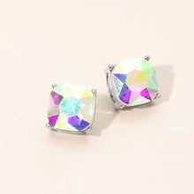 Clear Gold Square Cushion Stud Earrings