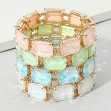 Multi Emerald Cut Stone Stretch Evening Bracelet
