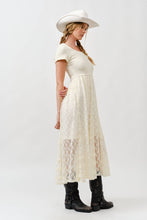 Cream Floral Lace Smocked Bodice Maxi Dress