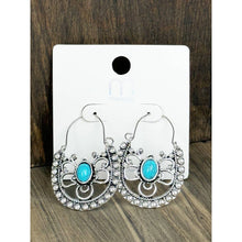 Silver Western Style Turquoise Detail Earrings