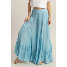 Ice Blue High-Waist Ruffle Flared Wide Leg HYFVE Pants